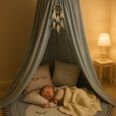 Ciel de lit dôme sommeil paisible bleu clair