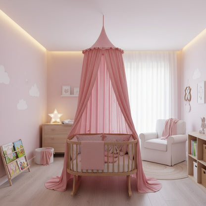 ciel de lit pour berceau décoration apaisante - Étoilé Rose Poudré