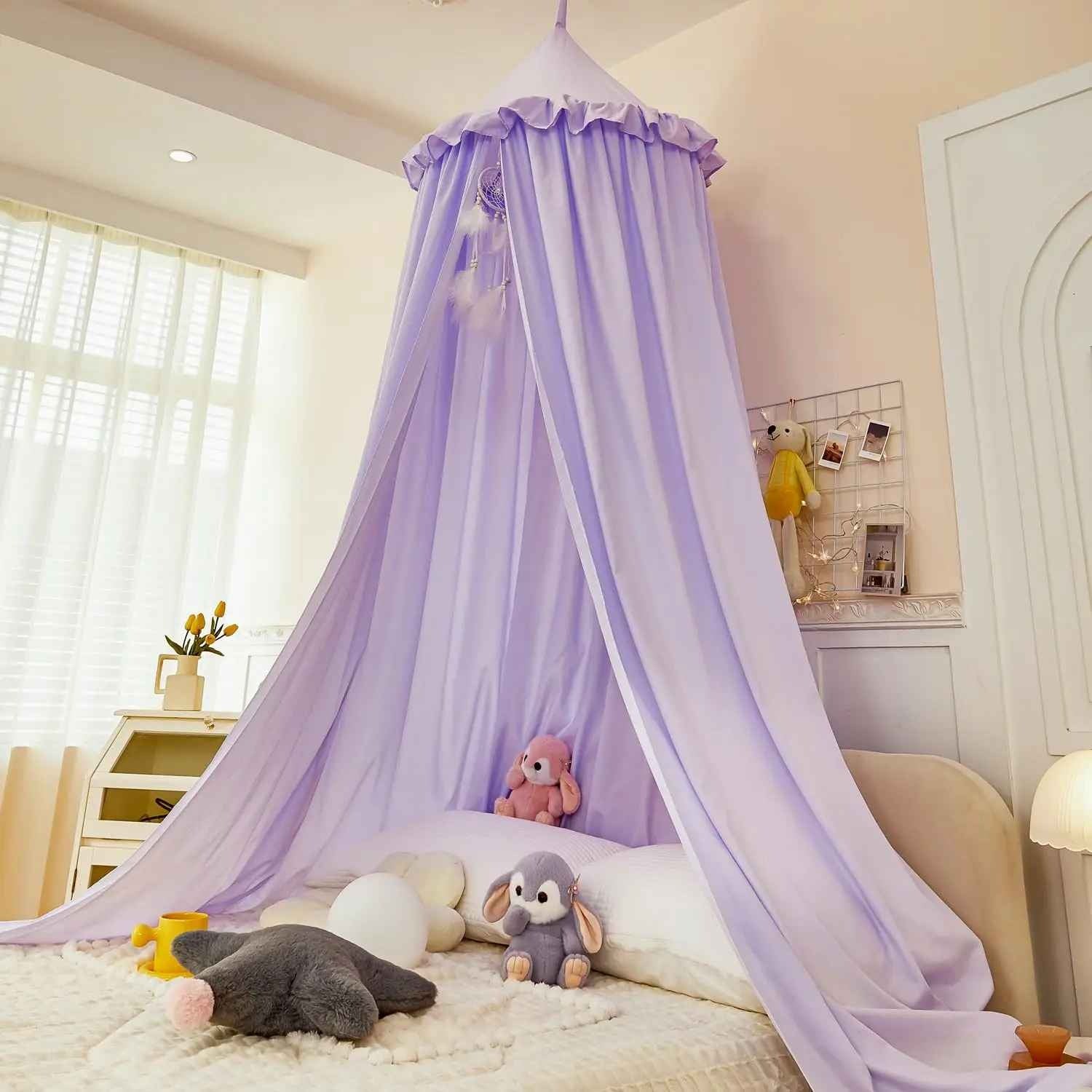ciel de lit pour berceau mauve créant coin jeu chaleureux Cocon Magique