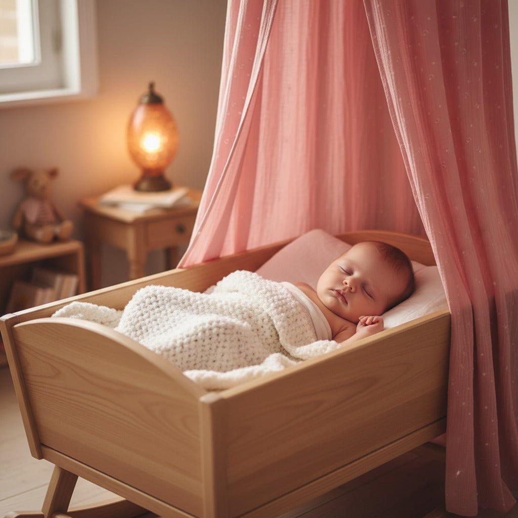 ciel de lit pour berceau sommeil paisible Étoilé Rose Poudré