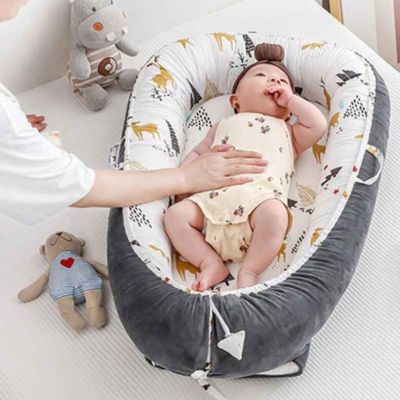 cocon pour bebe velours confortable BabyNest GRIS