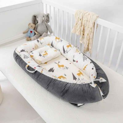cocon pour bebe velours doux BabyNest GRIS