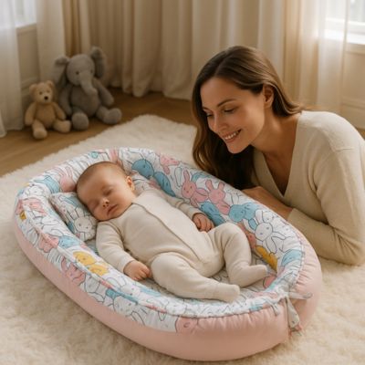 cocon pour bebe velours doux léger rassurant BabyNest ROSE