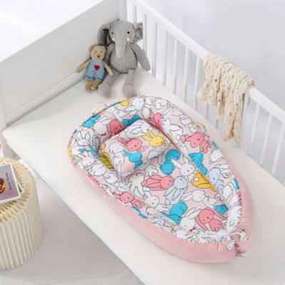 cocon pour bebe velours léger pratique BabyNest ROSE