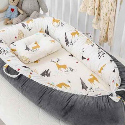 cocon pour bebe velours protégeant BabyNest GRIS