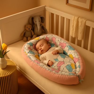 cocon pour bebe velours protégeant sommeil réparateur BabyNest ROSE