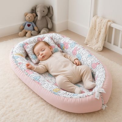 cocon pour bebe velours sommeil profond BabyNest ROSE