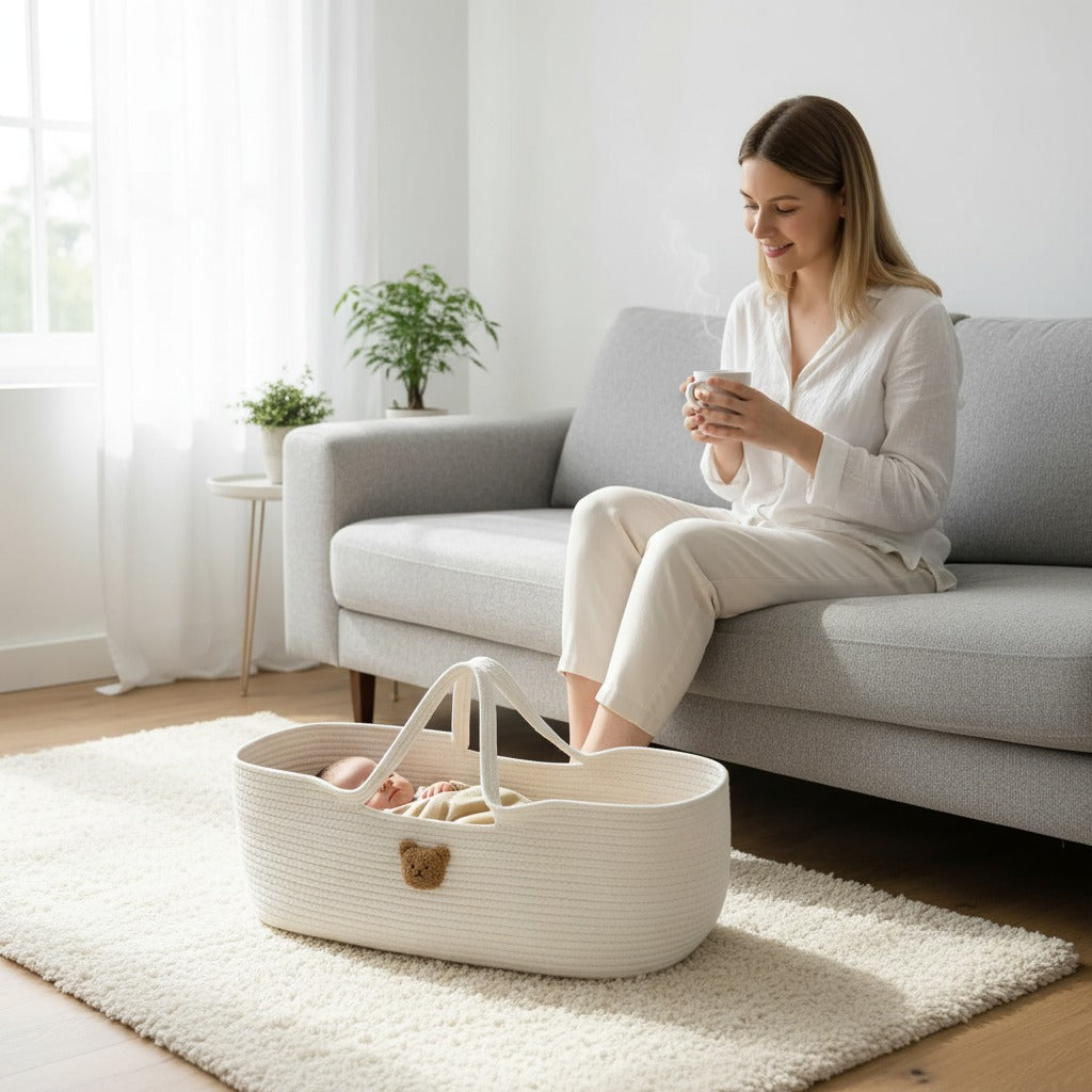 couffin bébé blanc casse sommeil serein - cocon nomade