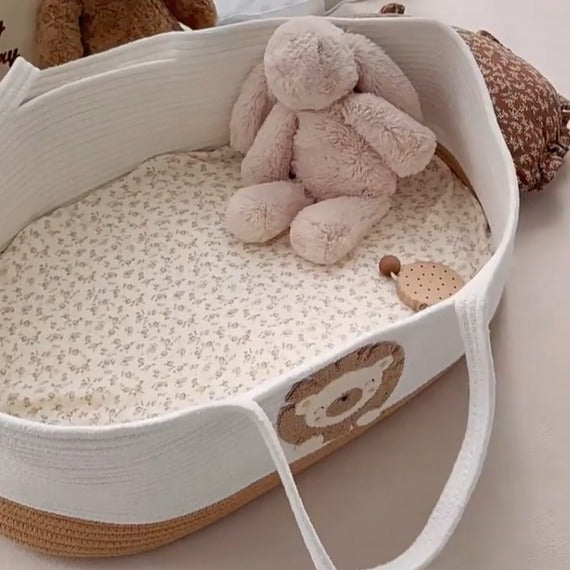 couffin bebe en coton motif lion portable coton