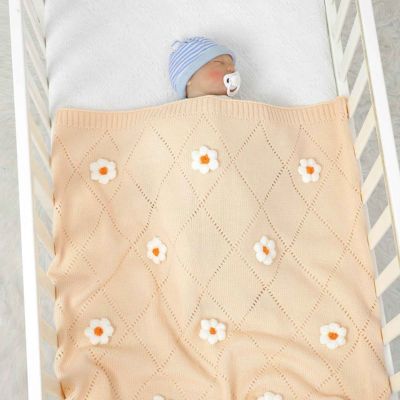 Couverture bébé douce beige sommeil paisible Fleur de Coton