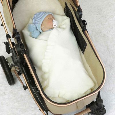 Couverture bébé douce blanche sommeil profond dans poussette Maille Nature