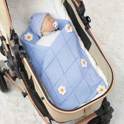 Couverture bébé douce bleue sommeil paisible Fleur de Coton