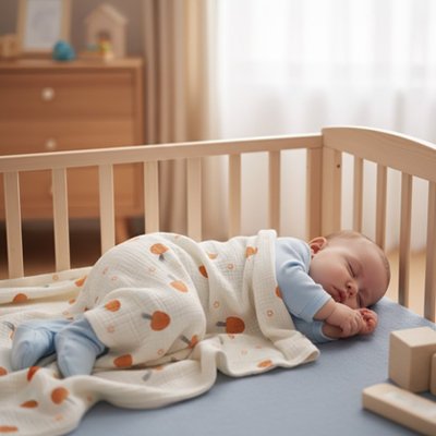 Couverture bébé douce coton couvre bébé dort profondément dans un berceau - Coton Bio Douceur