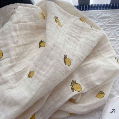 Couverture bebe douce légère motifs citron Plume Bio