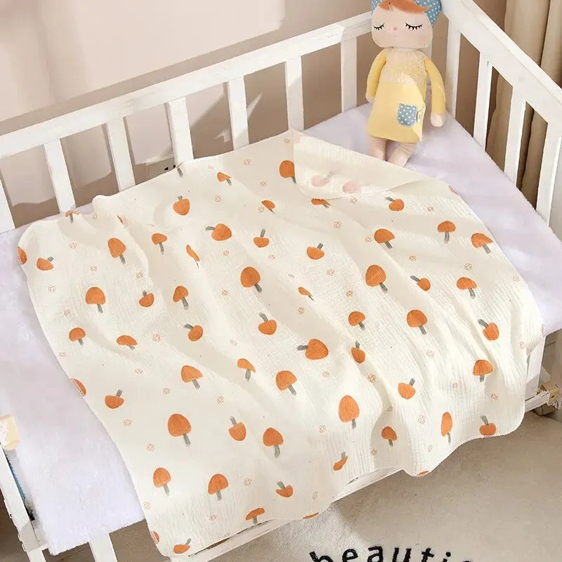 couverture bébé douce motif champignons Coton Bio Douceur