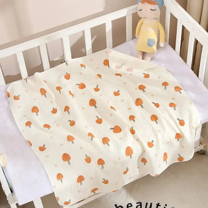 couverture bébé douce motif champignons Coton Bio Douceur