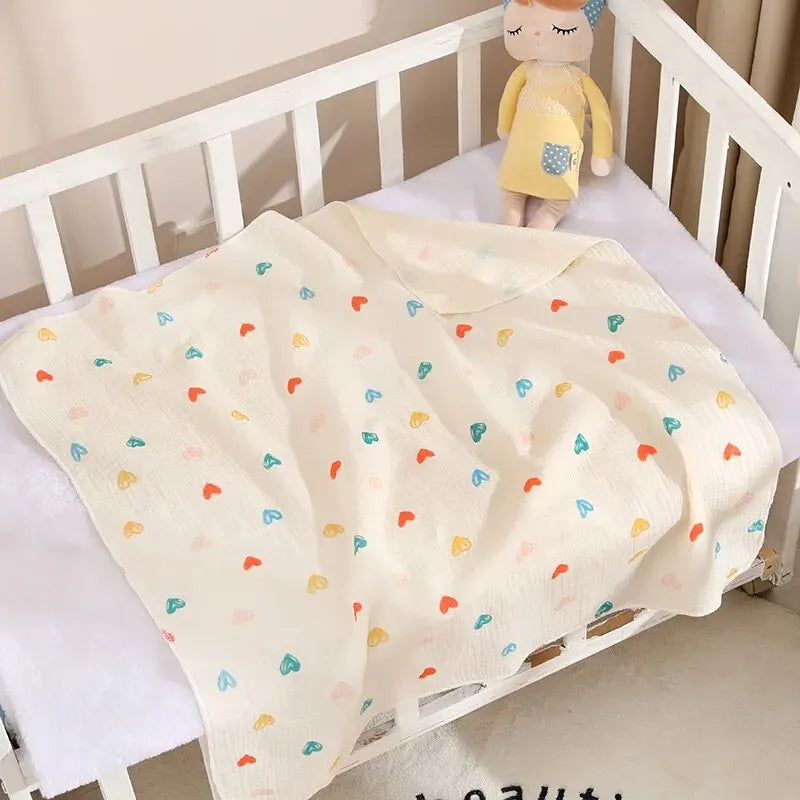 couverture bébé douce motif coeurs Coton Bio Douceur