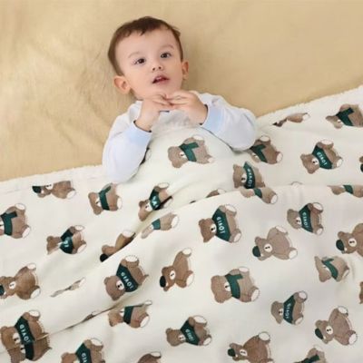 Couverture bébé douce motifs ours -Nuage de coton