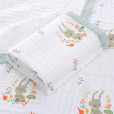 Couverture bébé douce mousseline lapins Nuage de Mousseline