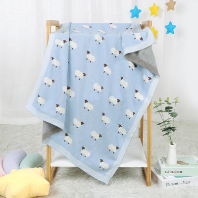 Couverture bébé douce mouton accrochée bleue Sheepy