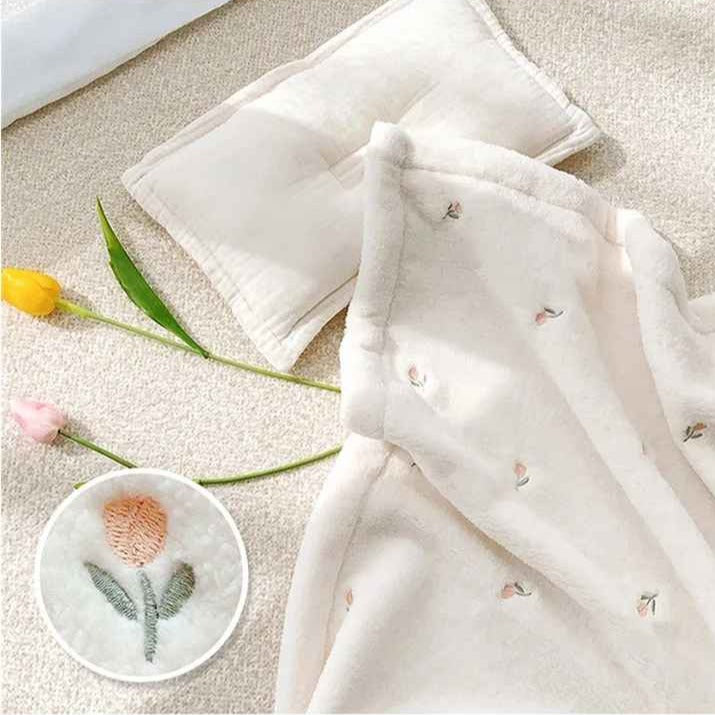 Couverture bébé douce polaire motif fleur rose Douceur Apaisante