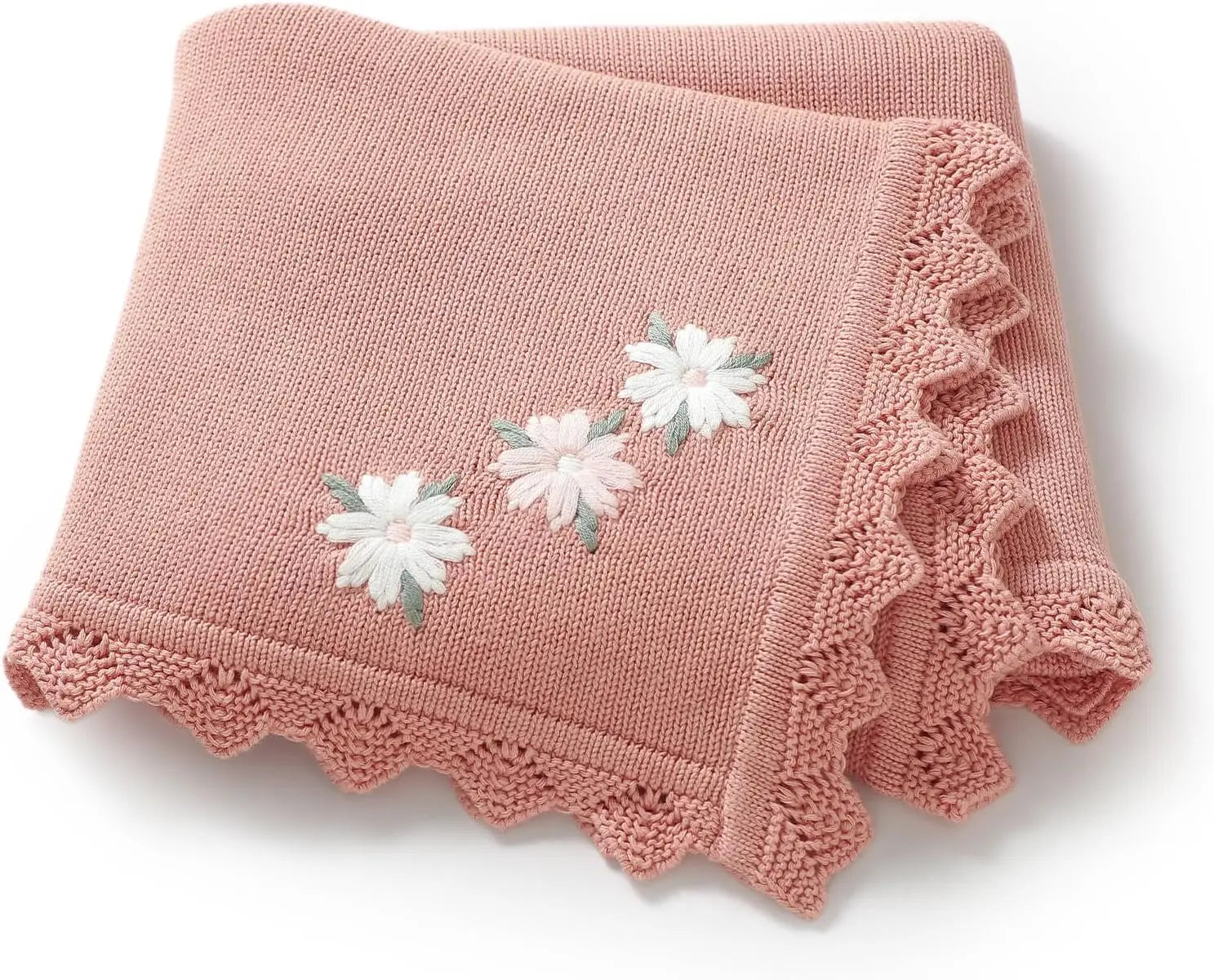 Couverture bébé douce rose poudre Coton tricoté