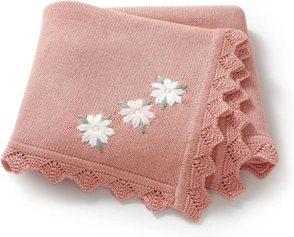 Couverture bébé douce rose poudre Coton tricoté
