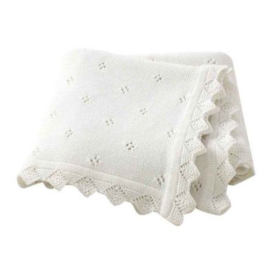 Couverture bébé douce tricot blanche Dentelle de Nuage