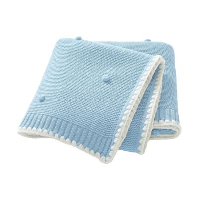 Couverture bébé douce tricote confortable bleue La Maillette