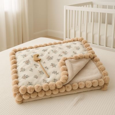 Couverture bebe polaire douce cotonneuse confortable Nuage Pomponné