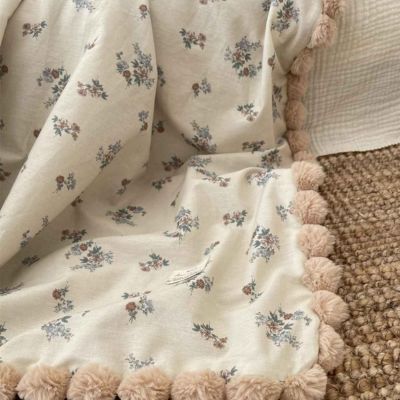 Couverture bebe polaire douce moelleuse motif floral Nuage Pomponné