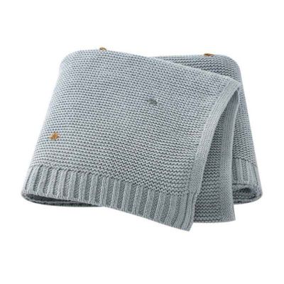 Couverture bébé tricotée douce grise Nid Tricoté