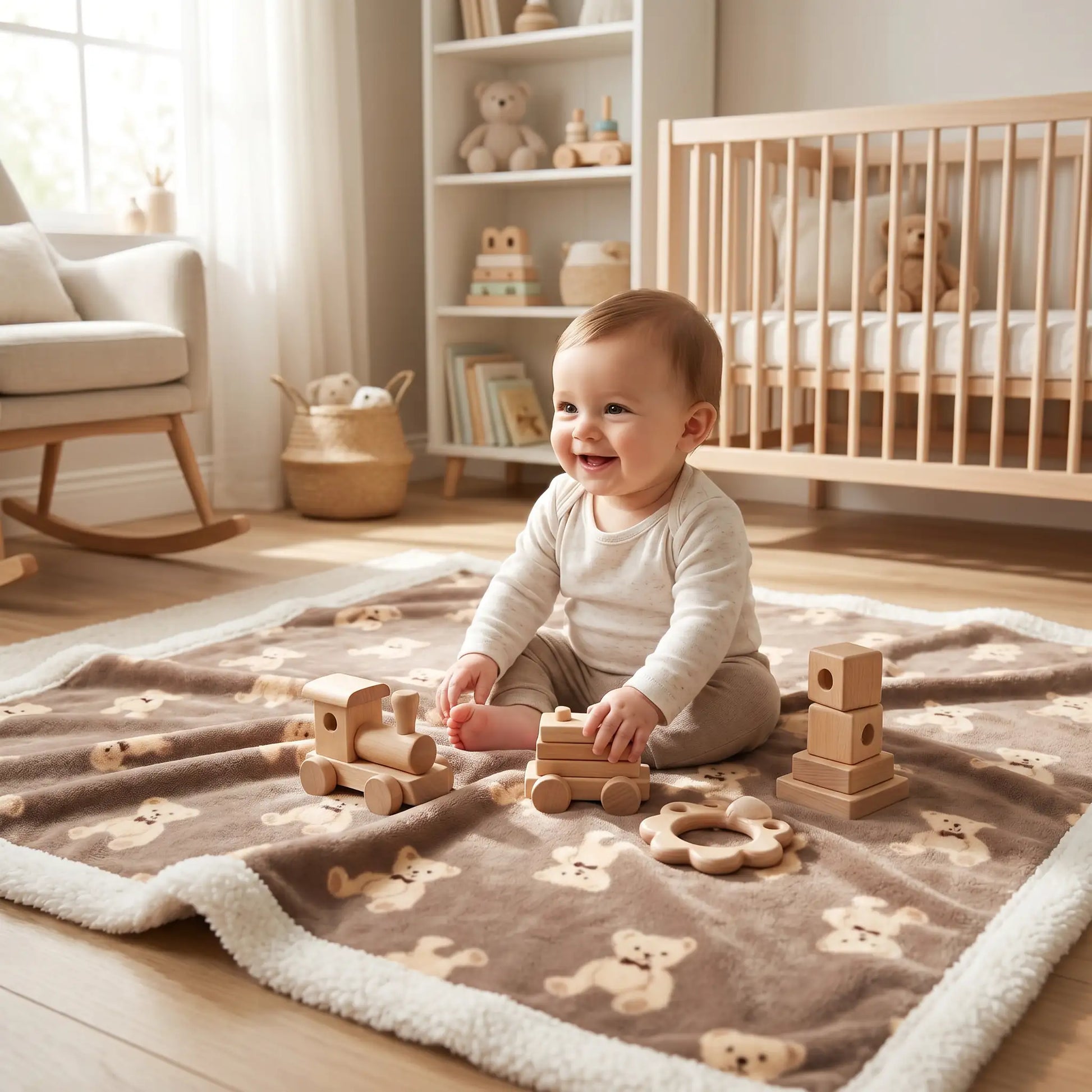 couverture chaude bebe tapis éveil douillet - double sherpa