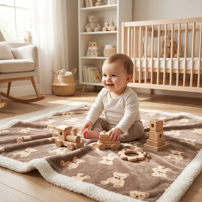 couverture chaude bebe tapis éveil douillet - double sherpa