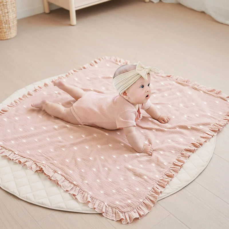 couverture douce bebe confortable à volants Nuage Poudré