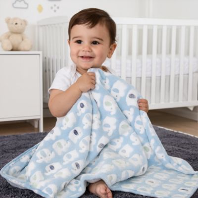 Couverture douce bebe rassurante éléphanteau douceur