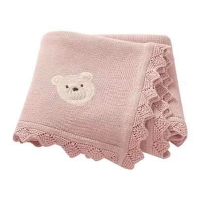 Couverture douce bebe tricot rose Rêve d'Ours