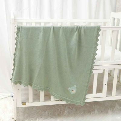 Couverture douce bebe tricot verte Rêve d'Ours