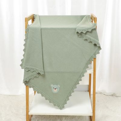  Couverture douce bebe tricot verte accroche Rêve d'Ours