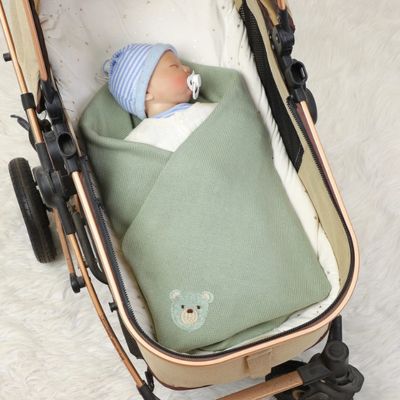 Couverture douce bebe tricot verte sommeil serein Rêve d'Ours