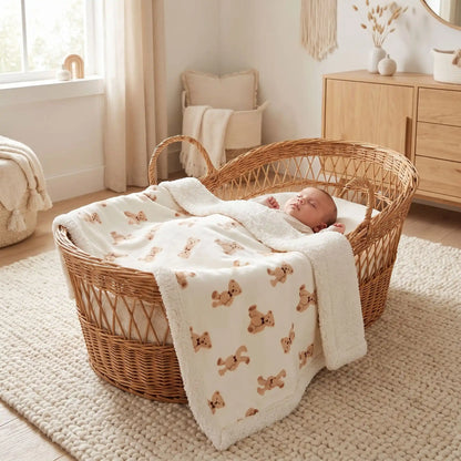 couverture polaire bebe sommeil confortable - ours beige
