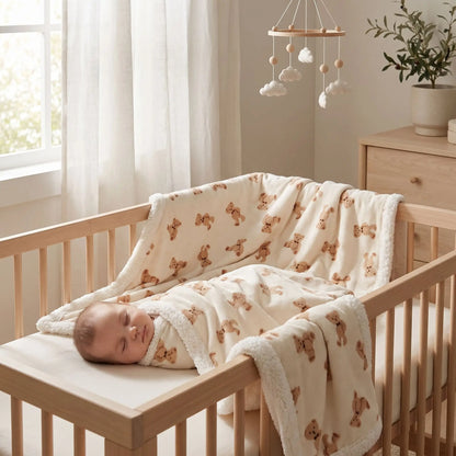 couverture polaire bebe sommeil paidsible - ours beige