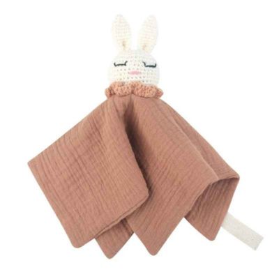 Doudou bebe doux coton nature marron Lapinou Crochet