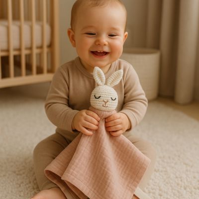 Doudou bebe doux coton nature rassurant Lapinou Crochet