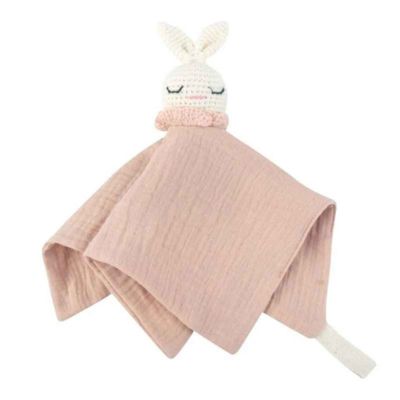 Doudou bebe doux coton nature rose Lapinou Crochet