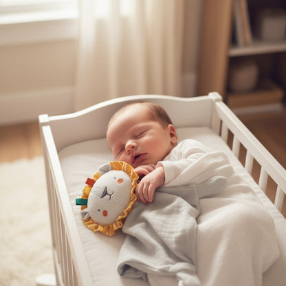 doudou bébé lion sommeil paisible peluche douce