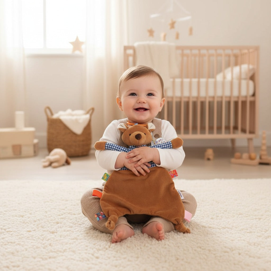 doudou bébé qui éveille ours ultra-doux