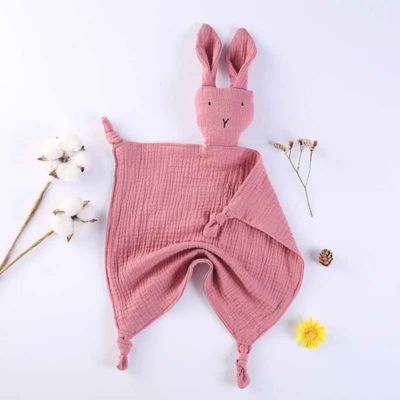 Doudou confortable rose poudre Lapin en Mousseline