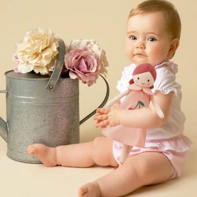 doudou jolie avec robe rose poupée câline 