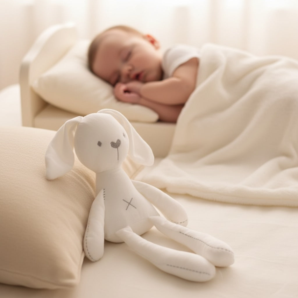 doudou lapin blanc en peluche sommeil confortable - Ultra-doux